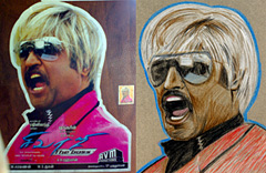 Drawing of Rajnikanth as Sivaji — The Boss. By Karthik
