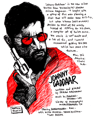 Johnny Gaddaar — Drawing by Karthik Abhiram
